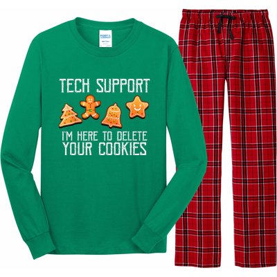 Funny Christmas Tech Support Here To Delete Cookies Xmas Long Sleeve Pajama Set