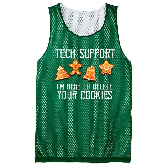 Funny Christmas Tech Support Here To Delete Cookies Xmas Mesh Reversible Basketball Jersey Tank