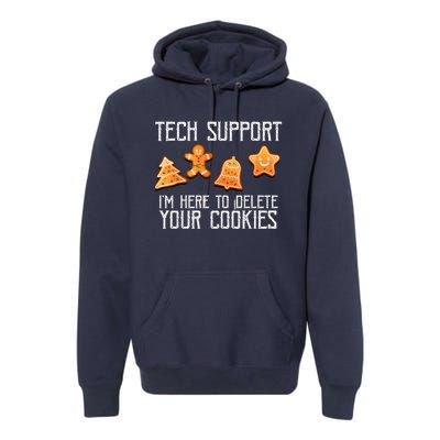 Funny Christmas Tech Support Here To Delete Cookies Xmas Premium Hoodie