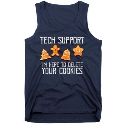 Funny Christmas Tech Support Here To Delete Cookies Xmas Tank Top