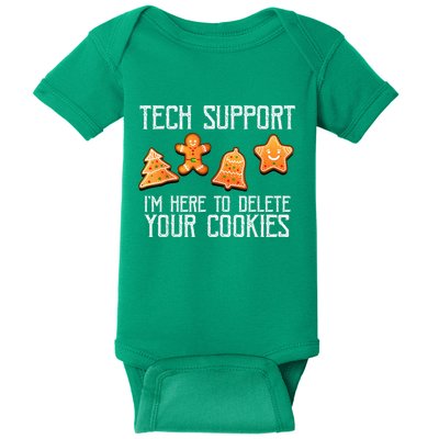 Funny Christmas Tech Support Here To Delete Cookies Xmas Baby Bodysuit