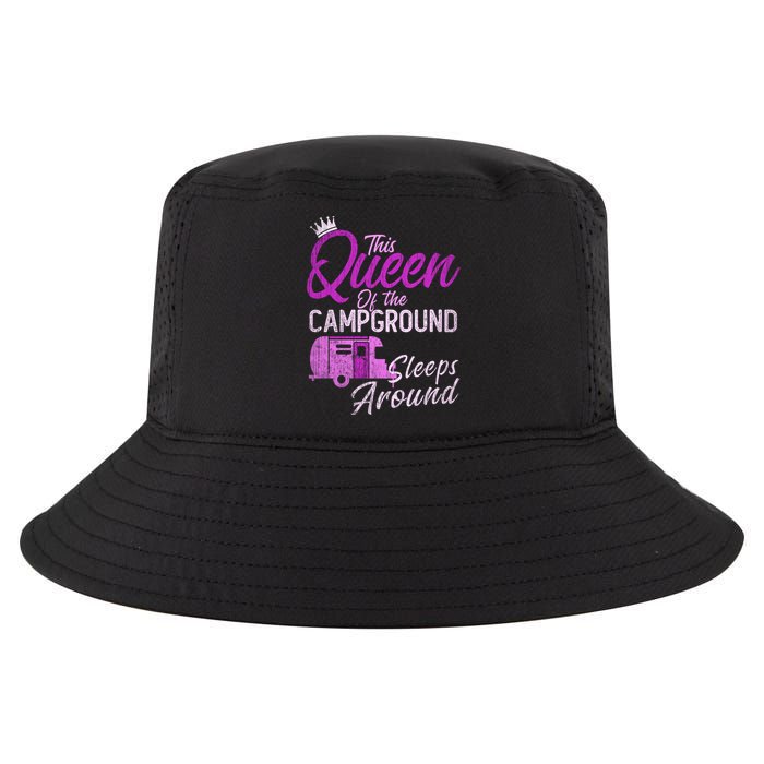 Funny Camper This Queen Of Campground Sleeps Around Cute Gift Cool Comfort Performance Bucket Hat
