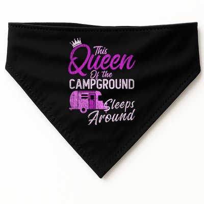 Funny Camper This Queen Of Campground Sleeps Around Cute Gift USA-Made Doggie Bandana