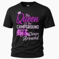 Funny Camper This Queen Of Campground Sleeps Around Cute Gift Cooling Performance Crew T-Shirt