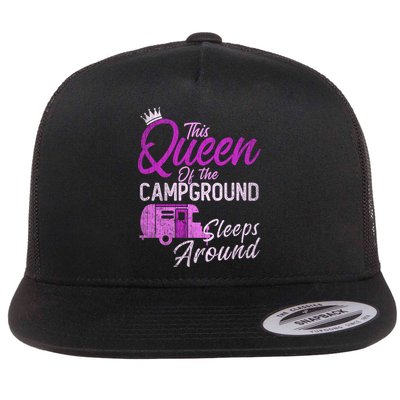 Funny Camper This Queen Of Campground Sleeps Around Cute Gift Flatbill Hat
