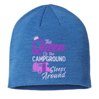 Funny Camper This Queen Of Campground Sleeps Around Cute Gift Sustainable Beanie