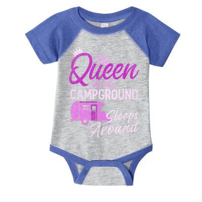 Funny Camper This Queen Of Campground Sleeps Around Cute Gift Infant Baby Jersey Bodysuit