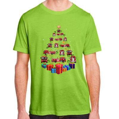 Firetruck Christmas Tree Funny Holiday Gift For Firefighters Cool Gift Adult ChromaSoft Performance T-Shirt