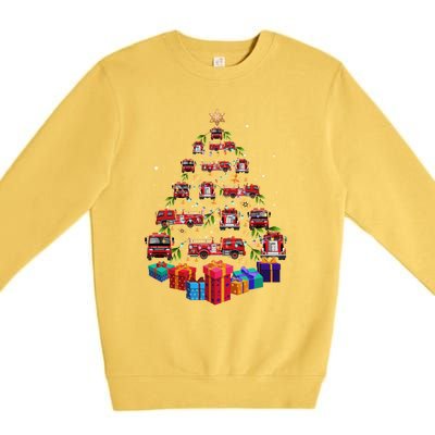 Firetruck Christmas Tree Funny Holiday Gift For Firefighters Cool Gift Premium Crewneck Sweatshirt