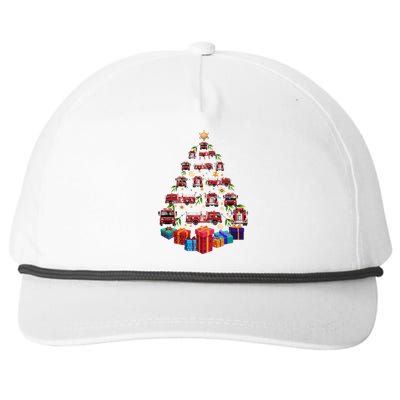 Firetruck Christmas Tree Funny Holiday Gift For Firefighters Cool Gift Snapback Five-Panel Rope Hat