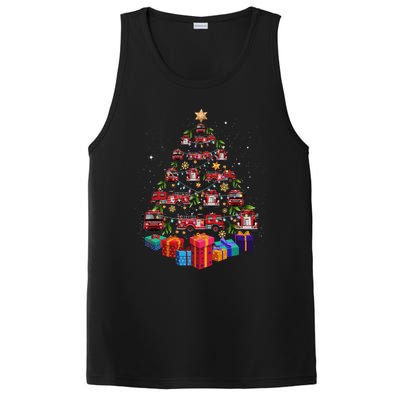 Firetruck Christmas Tree Funny Holiday Gift For Firefighters Cool Gift PosiCharge Competitor Tank