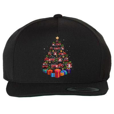 Firetruck Christmas Tree Funny Holiday Gift For Firefighters Cool Gift Wool Snapback Cap