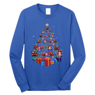 Firetruck Christmas Tree Funny Holiday Gift For Firefighters Cool Gift Long Sleeve Shirt