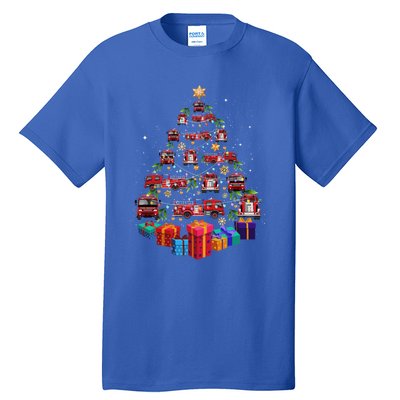 Firetruck Christmas Tree Funny Holiday Gift For Firefighters Cool Gift Tall T-Shirt