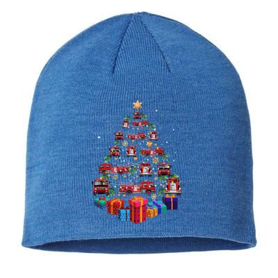 Firetruck Christmas Tree Funny Holiday Gift For Firefighters Cool Gift Sustainable Beanie