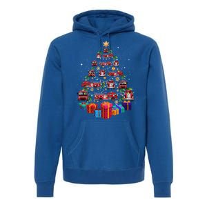 Firetruck Christmas Tree Funny Holiday Gift For Firefighters Cool Gift Premium Hoodie