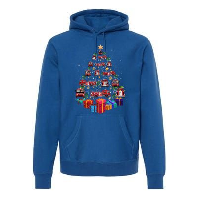 Firetruck Christmas Tree Funny Holiday Gift For Firefighters Cool Gift Premium Hoodie