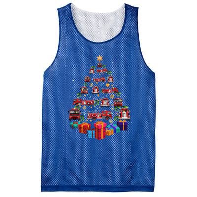 Firetruck Christmas Tree Funny Holiday Gift For Firefighters Cool Gift Mesh Reversible Basketball Jersey Tank