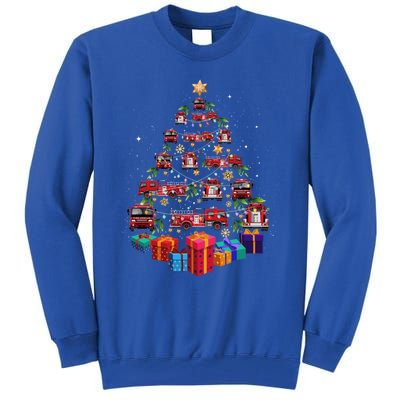 Firetruck Christmas Tree Funny Holiday Gift For Firefighters Cool Gift Tall Sweatshirt