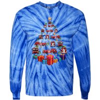 Firetruck Christmas Tree Funny Holiday Gift For Firefighters Cool Gift Tie-Dye Long Sleeve Shirt