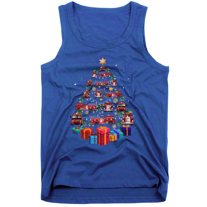 Firetruck Christmas Tree Funny Holiday Gift For Firefighters Cool Gift Tank Top