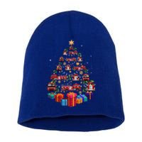 Firetruck Christmas Tree Funny Holiday Gift For Firefighters Cool Gift Short Acrylic Beanie