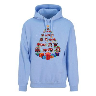 Firetruck Christmas Tree Funny Holiday Gift For Firefighters Cool Gift Unisex Surf Hoodie