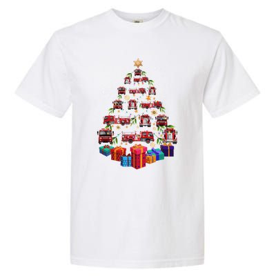 Firetruck Christmas Tree Funny Holiday Gift For Firefighters Cool Gift Garment-Dyed Heavyweight T-Shirt