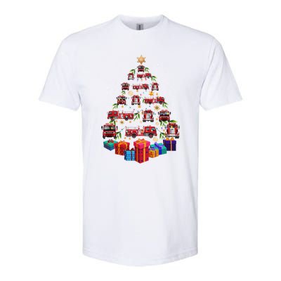 Firetruck Christmas Tree Funny Holiday Gift For Firefighters Cool Gift Softstyle CVC T-Shirt