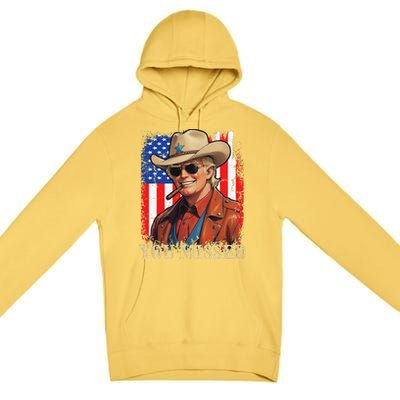 Funny Cowboy Trump 2024 You Missed Western Usa Flag Vintage Premium Pullover Hoodie