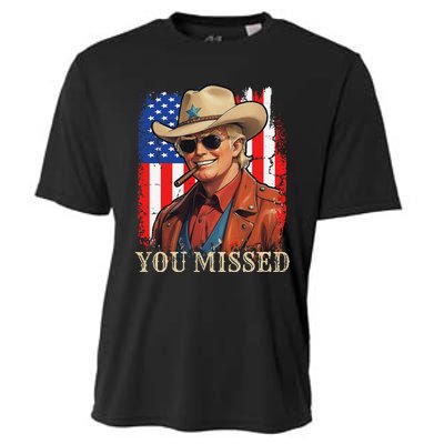 Funny Cowboy Trump 2024 You Missed Western Usa Flag Vintage Cooling Performance Crew T-Shirt