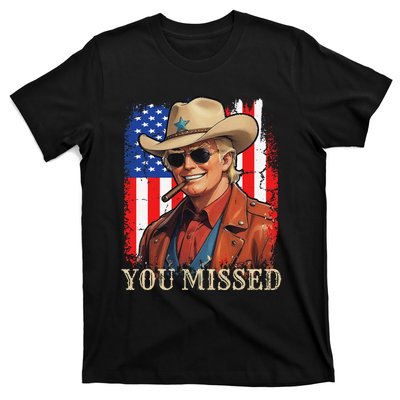 Funny Cowboy Trump 2024 You Missed Western Usa Flag Vintage T-Shirt