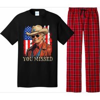 Funny Cowboy Trump 2024 You Missed Western Usa Flag Vintage Pajama Set