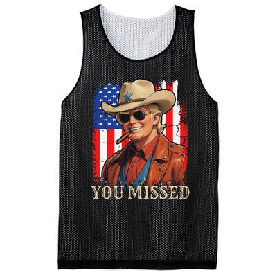 Funny Cowboy Trump 2024 You Missed Western Usa Flag Vintage Mesh Reversible Basketball Jersey Tank