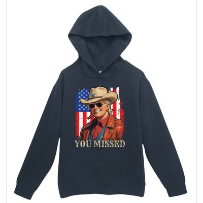 Funny Cowboy Trump 2024 You Missed Western Usa Flag Vintage Urban Pullover Hoodie