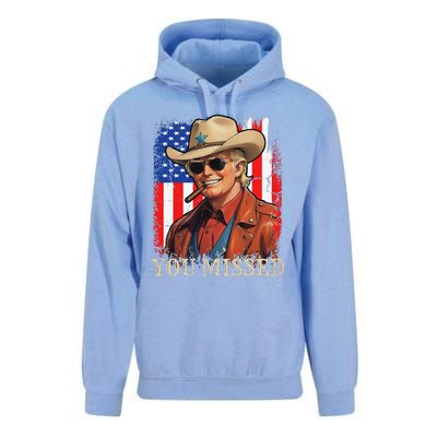 Funny Cowboy Trump 2024 You Missed Western Usa Flag Vintage Unisex Surf Hoodie