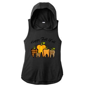 Funny Cute Thanksgiving Happy Fall Y'all Tooth Pumpkin Autumn Ladies PosiCharge Tri-Blend Wicking Draft Hoodie Tank