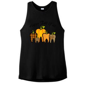 Funny Cute Thanksgiving Happy Fall Y'all Tooth Pumpkin Autumn Ladies PosiCharge Tri-Blend Wicking Tank