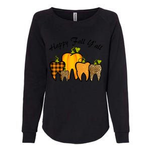 Funny Cute Thanksgiving Happy Fall Y'all Tooth Pumpkin Autumn Womens California Wash Sweatshirt