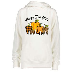 Funny Cute Thanksgiving Happy Fall Y'all Tooth Pumpkin Autumn Womens Funnel Neck Pullover Hood