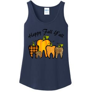 Funny Cute Thanksgiving Happy Fall Y'all Tooth Pumpkin Autumn Ladies Essential Tank