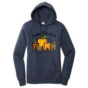 Funny Cute Thanksgiving Happy Fall Y'all Tooth Pumpkin Autumn Women's Pullover Hoodie