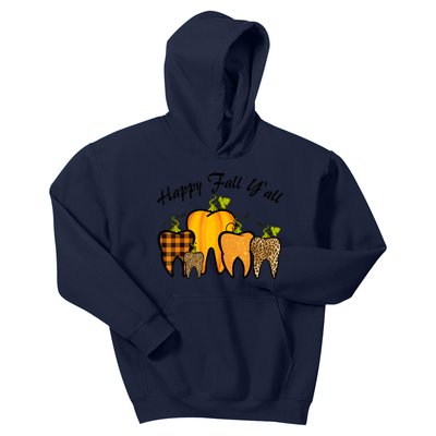 Funny Cute Thanksgiving Happy Fall Y'all Tooth Pumpkin Autumn Kids Hoodie