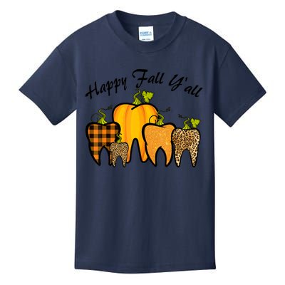 Funny Cute Thanksgiving Happy Fall Y'all Tooth Pumpkin Autumn Kids T-Shirt