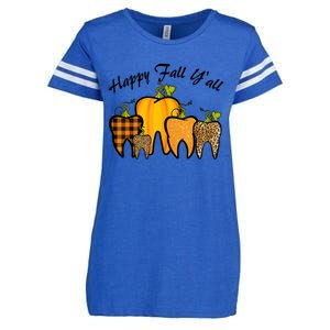 Funny Cute Thanksgiving Happy Fall Y'all Tooth Pumpkin Autumn Enza Ladies Jersey Football T-Shirt