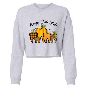 Funny Cute Thanksgiving Happy Fall Y'all Tooth Pumpkin Autumn Cropped Pullover Crew