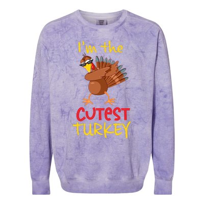 Funny Cutest Turkey Matching Family Group Thanksgiving Party Colorblast Crewneck Sweatshirt