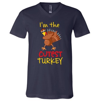 Funny Cutest Turkey Matching Family Group Thanksgiving Party V-Neck T-Shirt