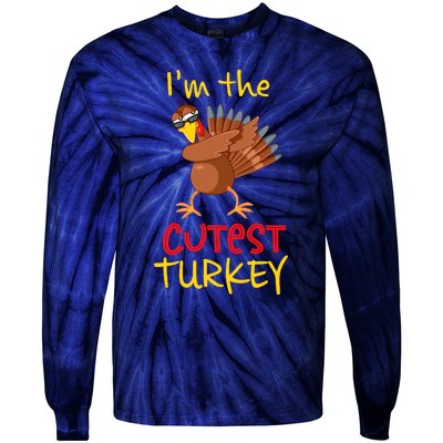 Funny Cutest Turkey Matching Family Group Thanksgiving Party Tie-Dye Long Sleeve Shirt