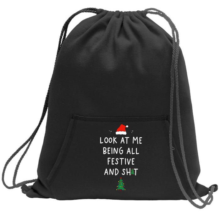 Funny Christmas Tree Look At Me Being All Festive Sweatshirt Cinch Pack Bag